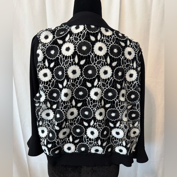 Calvin Klein Black Embroidery Floral Open Front Cardigan - Picture 1 of 9